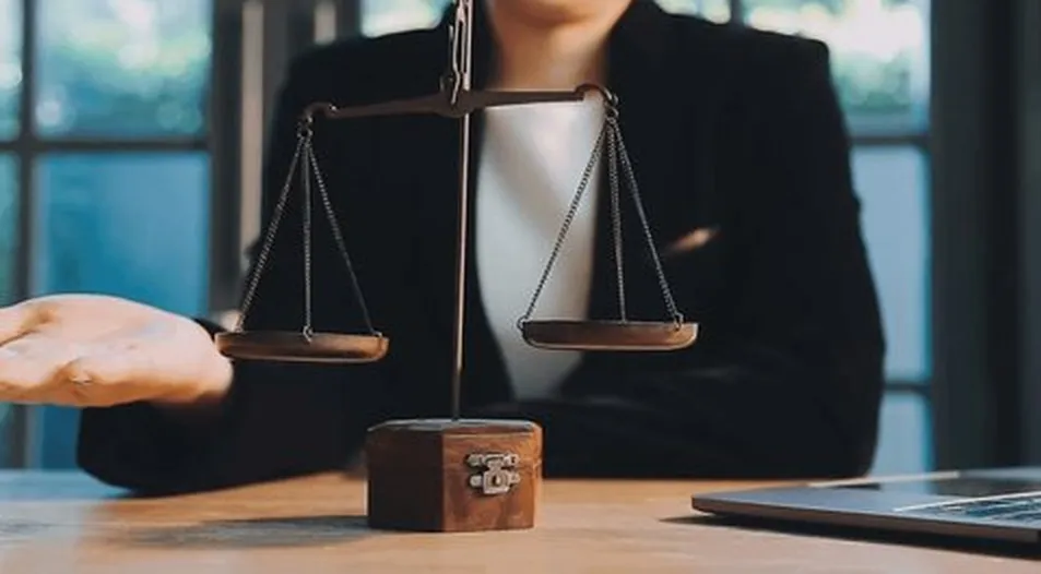 Scales of justice desk setup